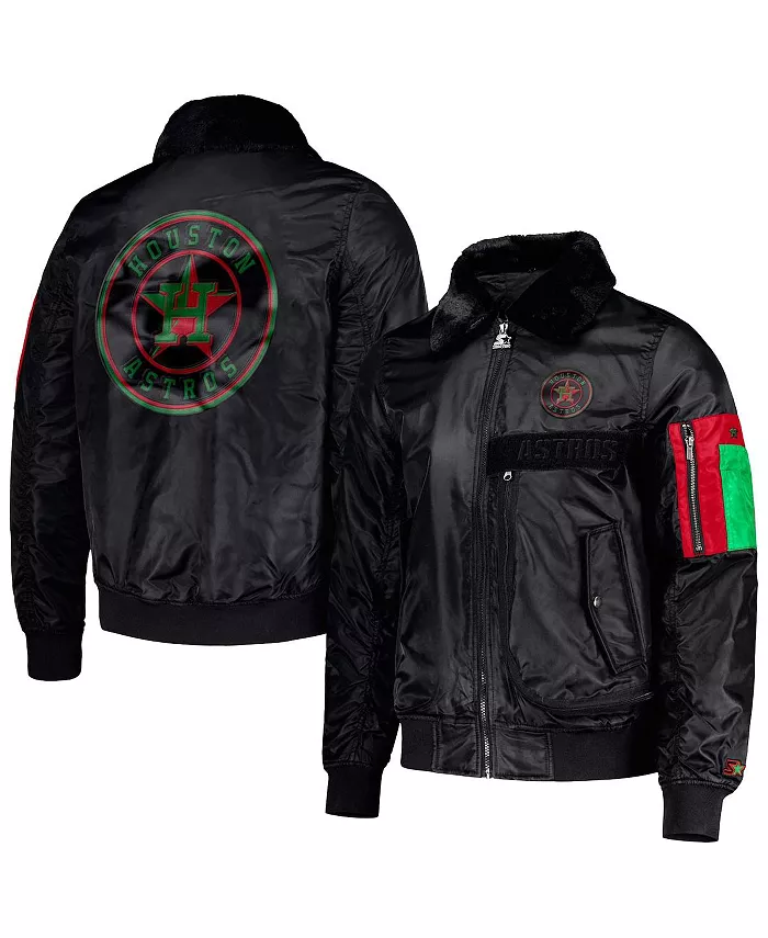 

Мужская куртка x Ty Mopkins Black Houston Astros Black History Month на молнии, атласная Starter