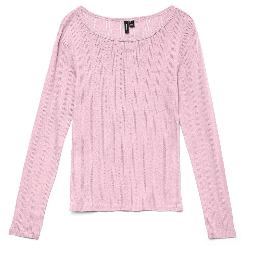 

Лонгслив Vero Moda Lisa Pointelle, розовый