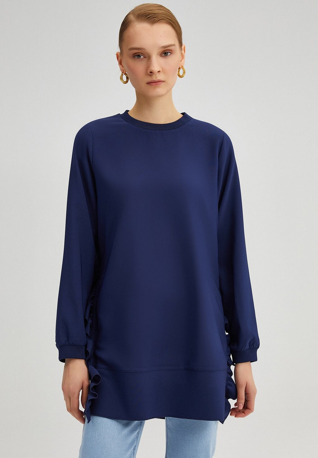 

Толстовка Ruffled Crepe Touché Privé, цвет dark blue