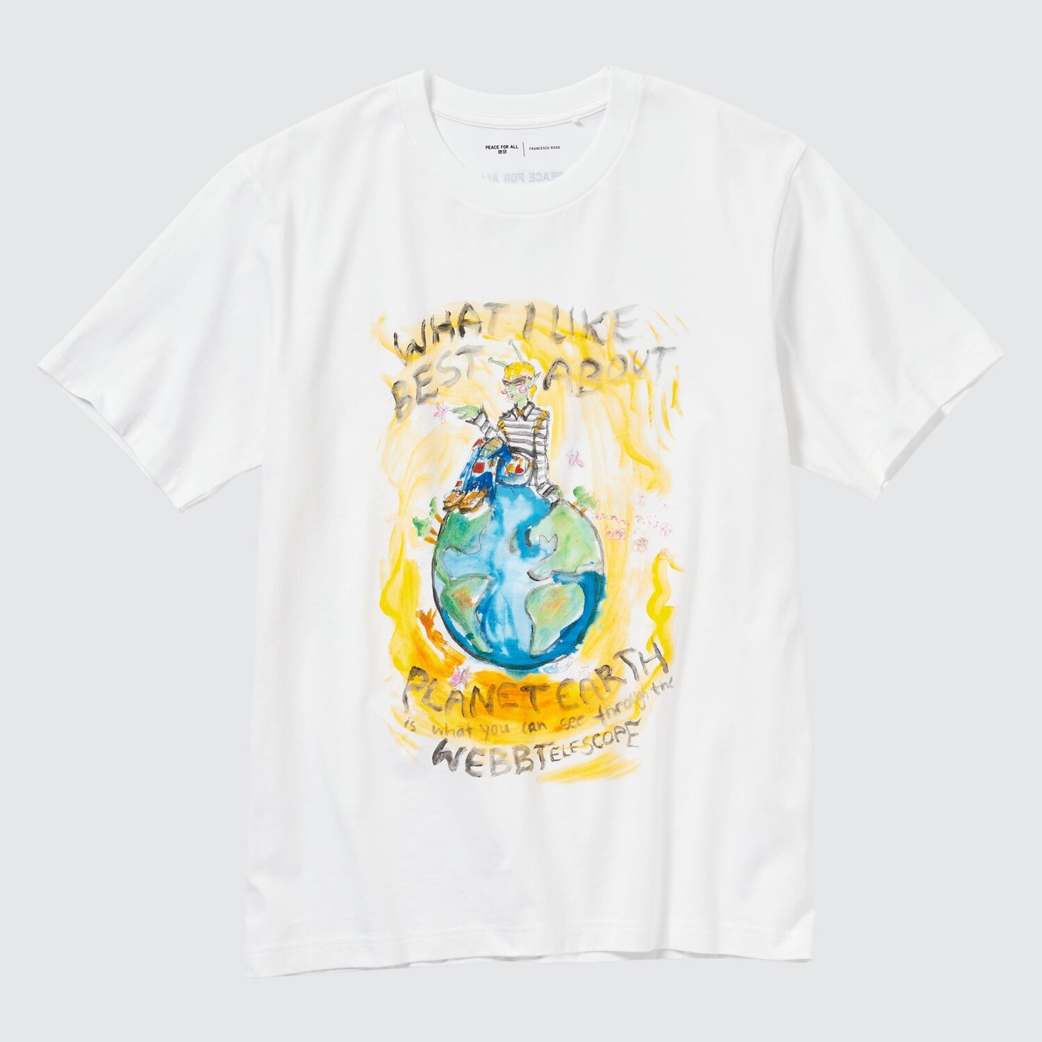 

Футболка Uniqlo Peace For All Francesco Risso с графикой, белый