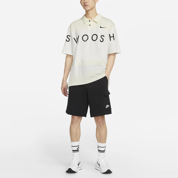 Футболка sportswear swoosh logo printing contrasting colors loose polo shirt white Nike, белый — фото 3