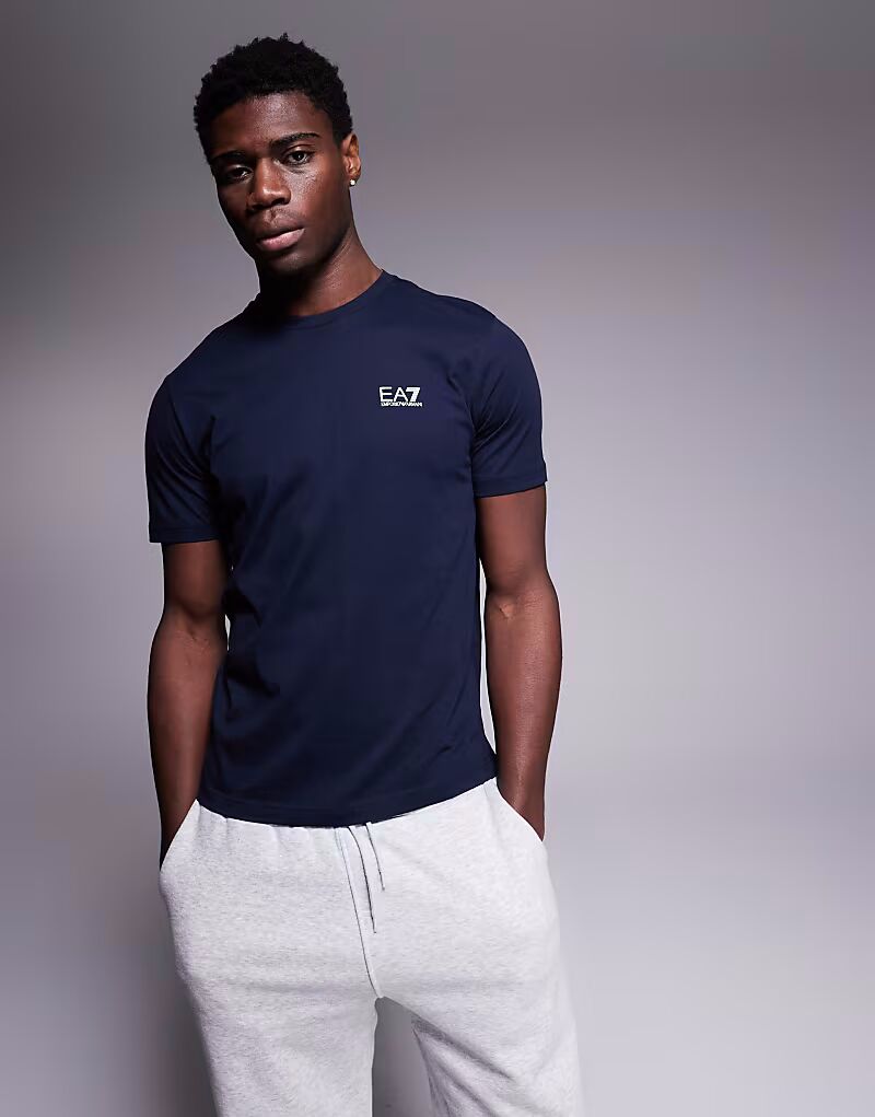 

Футболка Armani с круглым вырезом и логотипом темно-синего цвета Ea7, Синий, Футболка Armani с круглым вырезом и логотипом темно-синего цвета Ea7