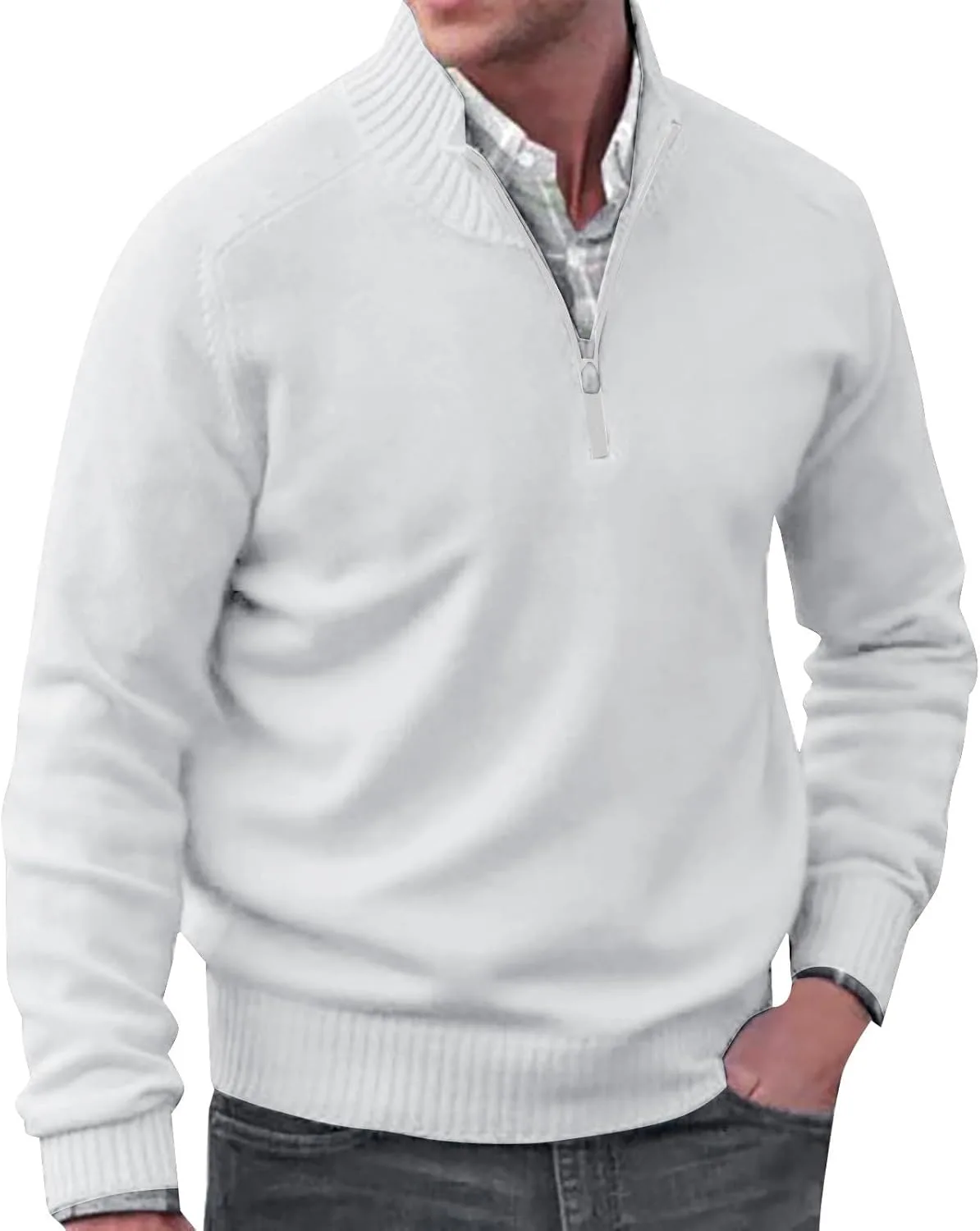 

Мужской поло-свитер с воротником-стойкой и длинным рукавом PETCDIM