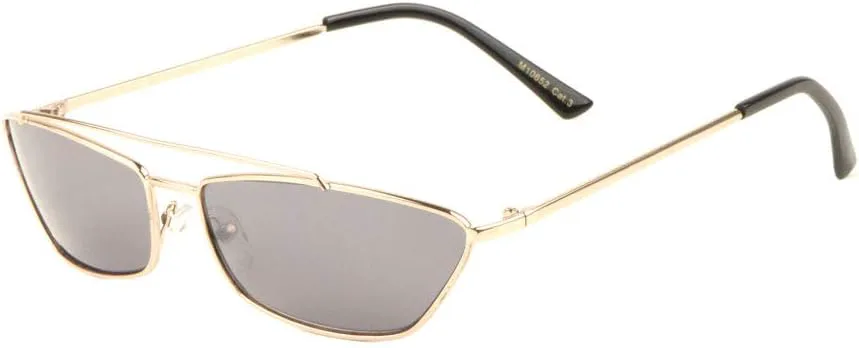 

Солнцезащитные очки в форме «кошачий глаз» с тонкой металлической оправой, средней линзой и верхней перекладиной, геометрическим дизайном Sunglasses Luxe, Black