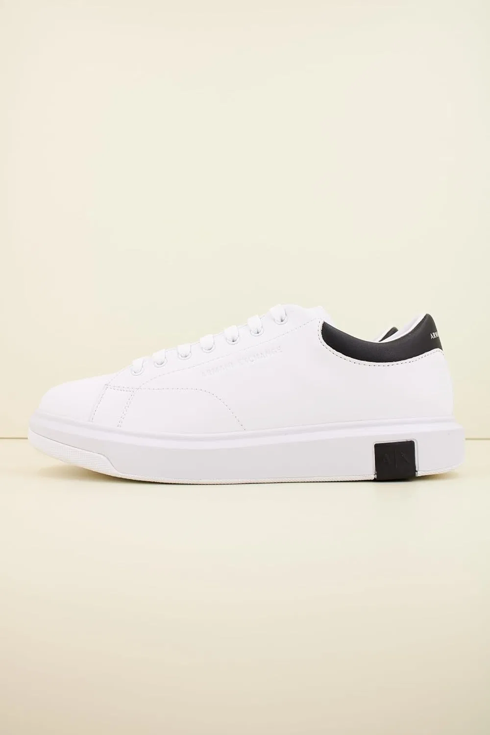 Мужские кроссовки Armani Exchange Action из кожи с боковым логотипом и шнуровкой, Op White Black — фото 2