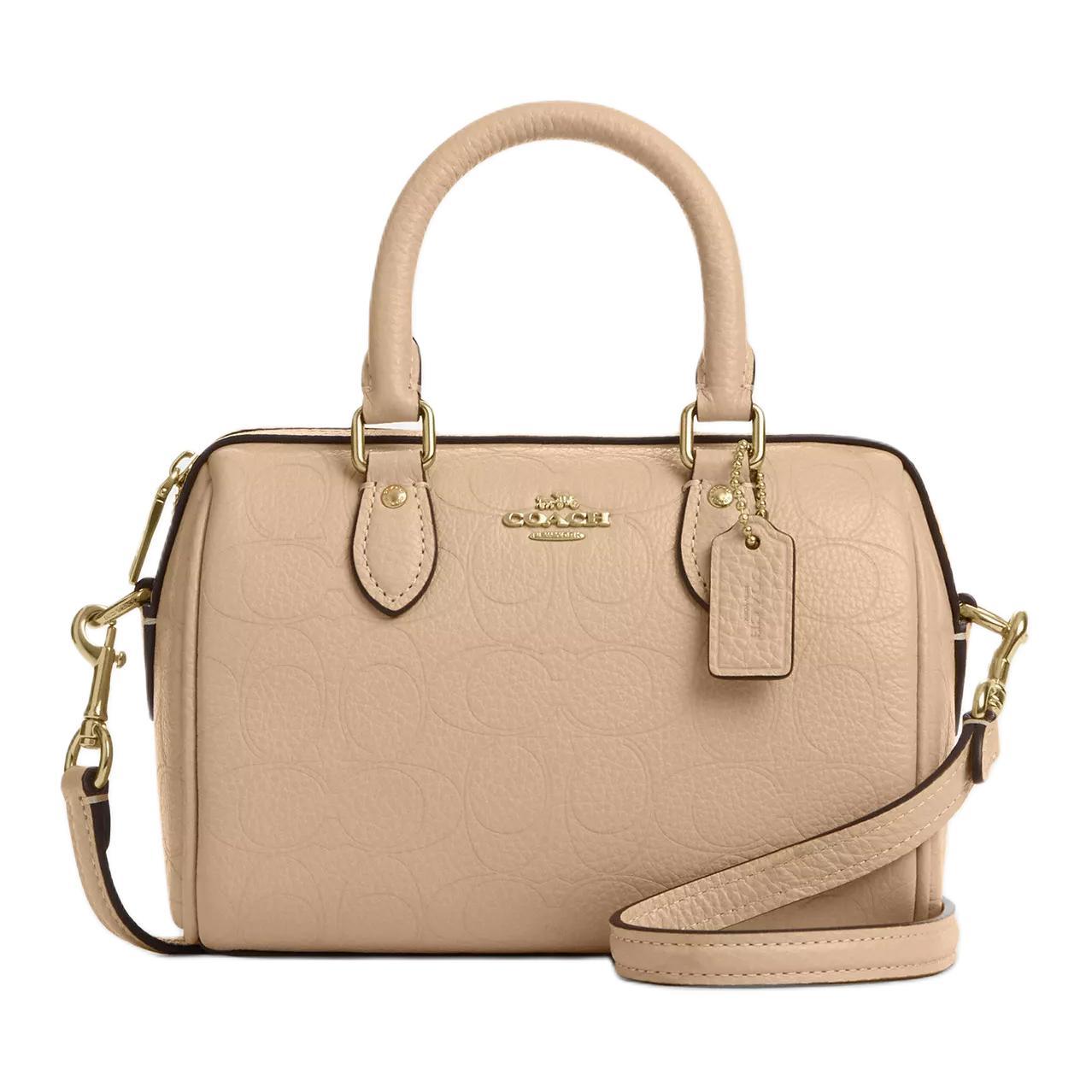 

COACH Роуэн Миниатюрная женская кожаная сумка через плечо кошельковая бежевая