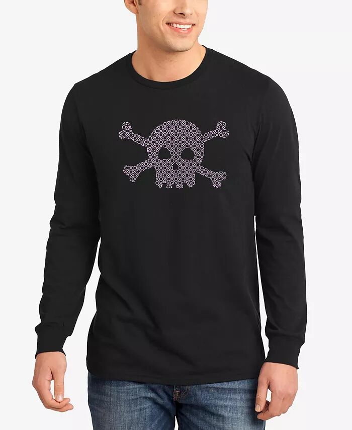 

Мужская футболка с длинным рукавом Word Art Xoxo Skull LA Pop Art, черный