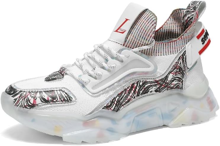 

Мужские дышащие повседневные баскетбольные кроссовки с сеткой и шнуровкой, легкие противоскользящие спортивные кроссовки, подходящие для повседневной носки, прогулок и бега Igzbibg, белый