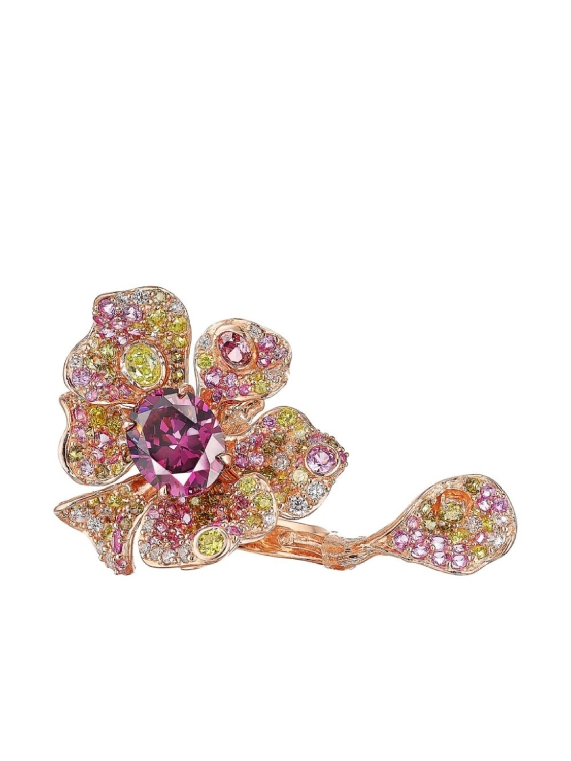 

Позолоченное кольцо Tourmaline Peony с бриллиантами и изумрудом Anabela Chan, розовый