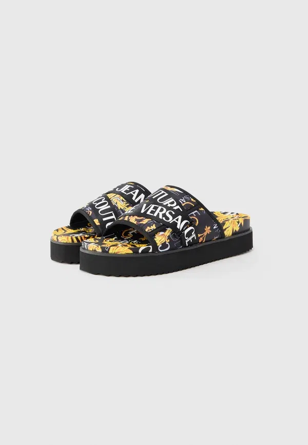Сланцы бассейновые Versace Jeans Couture, черно-золотистые — фото 2