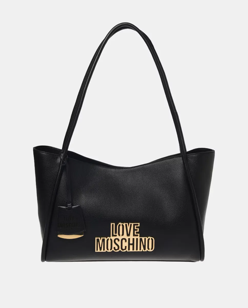 

Черная сумка с двойной ручкой и магнитной застежкой Love Moschino