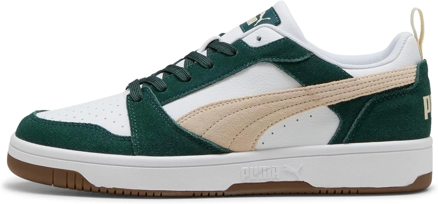 Кроссовки Puma Unisex Rebound V6 Low, Green Terrain Alpine Snow Puma White — фото 3
