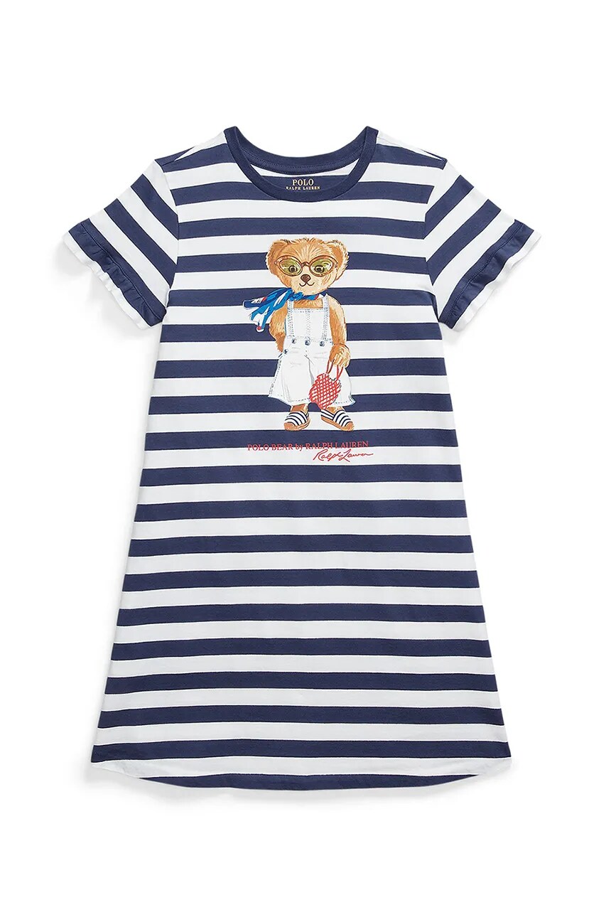 

Хлопковое платье дети Polo Ralph Lauren, темно-синий