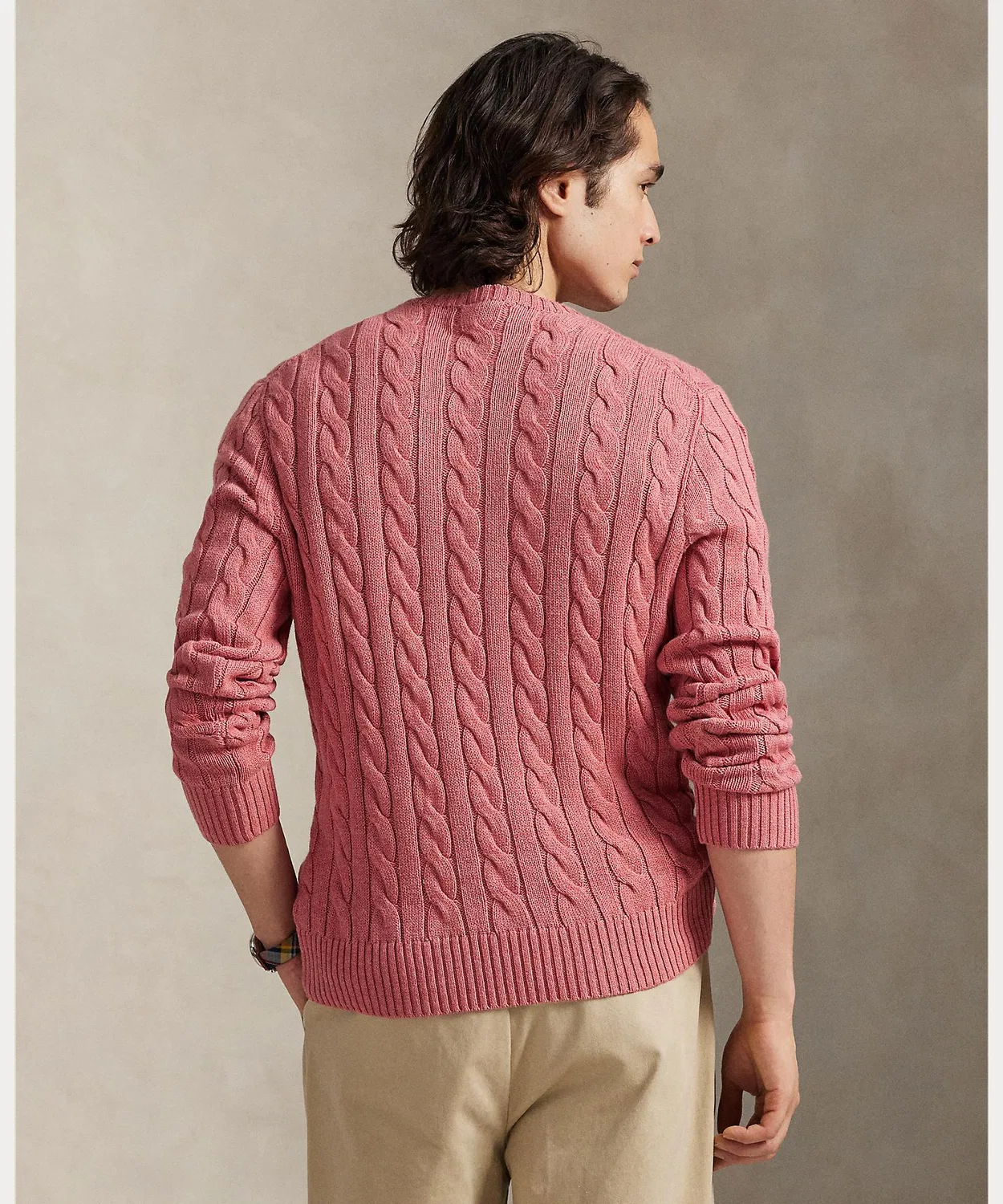 Свитер из хлопка с косами Polo Ralph Lauren, красный — фото 4
