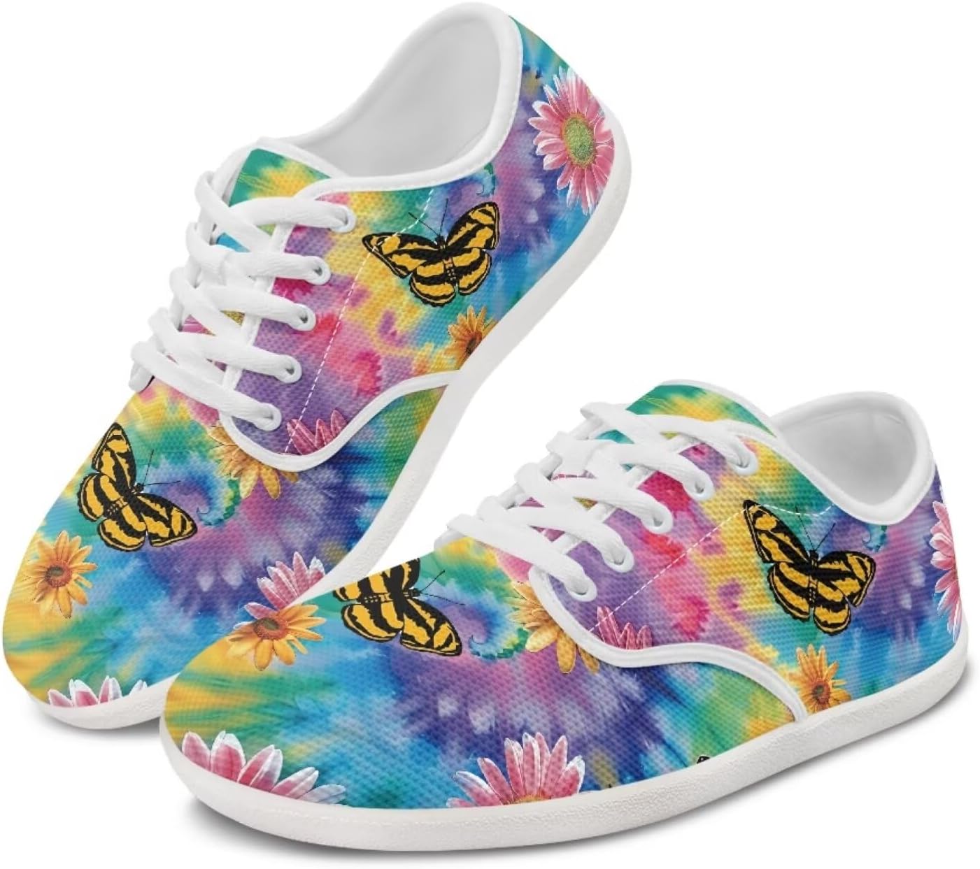 

Женские кроссовки Forchrinse Hummingbird с подсолнухом, для ходьбы, с широкой носочной частью, босоножки Y2K, модные спортивные кроссовки с противоскользящей подошвой, Butterfly Daisy Tie Dye