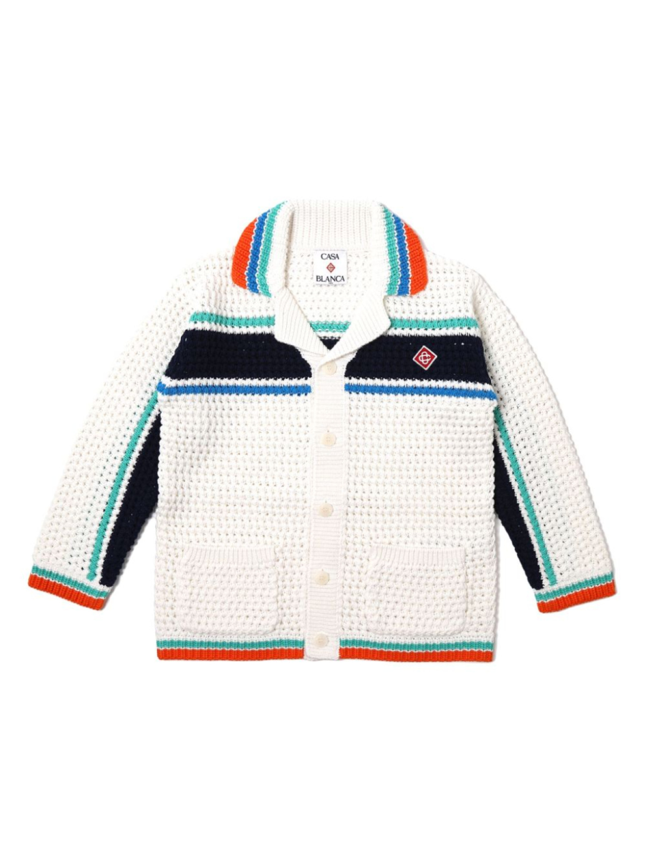 

CASABLANCA KIDS кардиган Tennis Stripe в технике кроше, белый