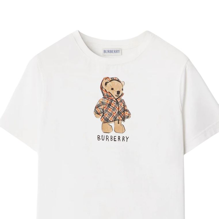 Детская футболка с круглым вырезом, средней толщины Burberry, белый — фото 4