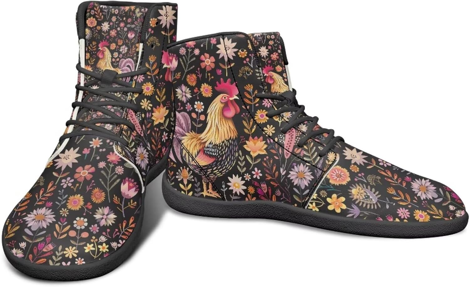 

Мужские высокие кроссовки Animal Design с широким носком и резиновой подошвой для бега и с нулевым перепадом высоты, обеспечивающие ощущение поверхности Watdotory, Rooster Flower Design