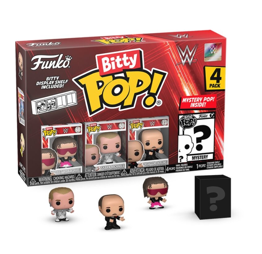 

Фигурки WWE Брет Харт Битти Funko POP! 4 упаковки размером 2,5 см, Шон Майклс «Мин» Джин Окерлунд