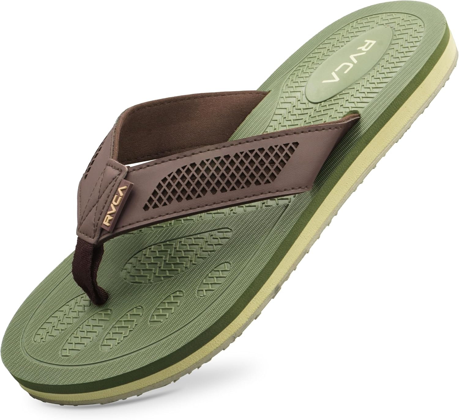 

Сандалии RVCA с перфорированным Т-образным ремешком- дышащая, амортизирующая и прочная обувь, коричневый