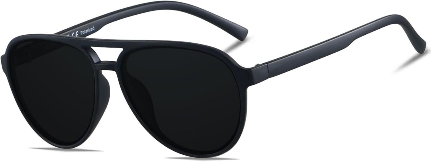 

Солнцезащитные очки-авиаторы ANDWOOD в стиле ретро с поляризацией для женщин и мужчин, классические, винтажные, квадратные, в стиле 70-х, Matte Black | Polarized Dark Black