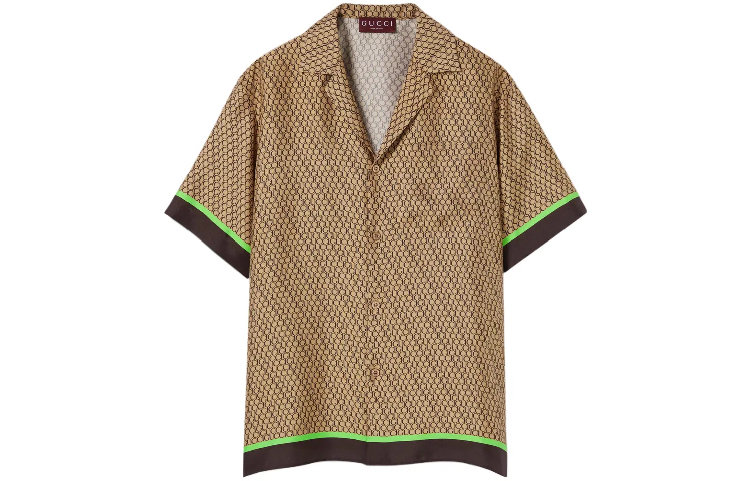 Рубашка GUCCI Lido Shirts с кубинским воротником, прямой силуэт, бежевая