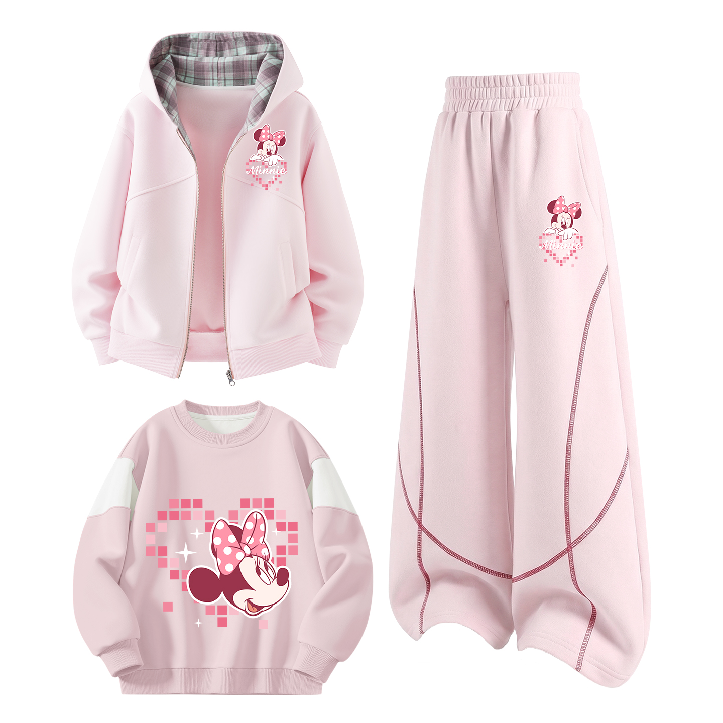 Детский спортивный комплект Casual из 3 предметов Disney, dihini k cherry blossom розовый+dihini k белый heather серый+dihini cherry blossom розовый — фото 3