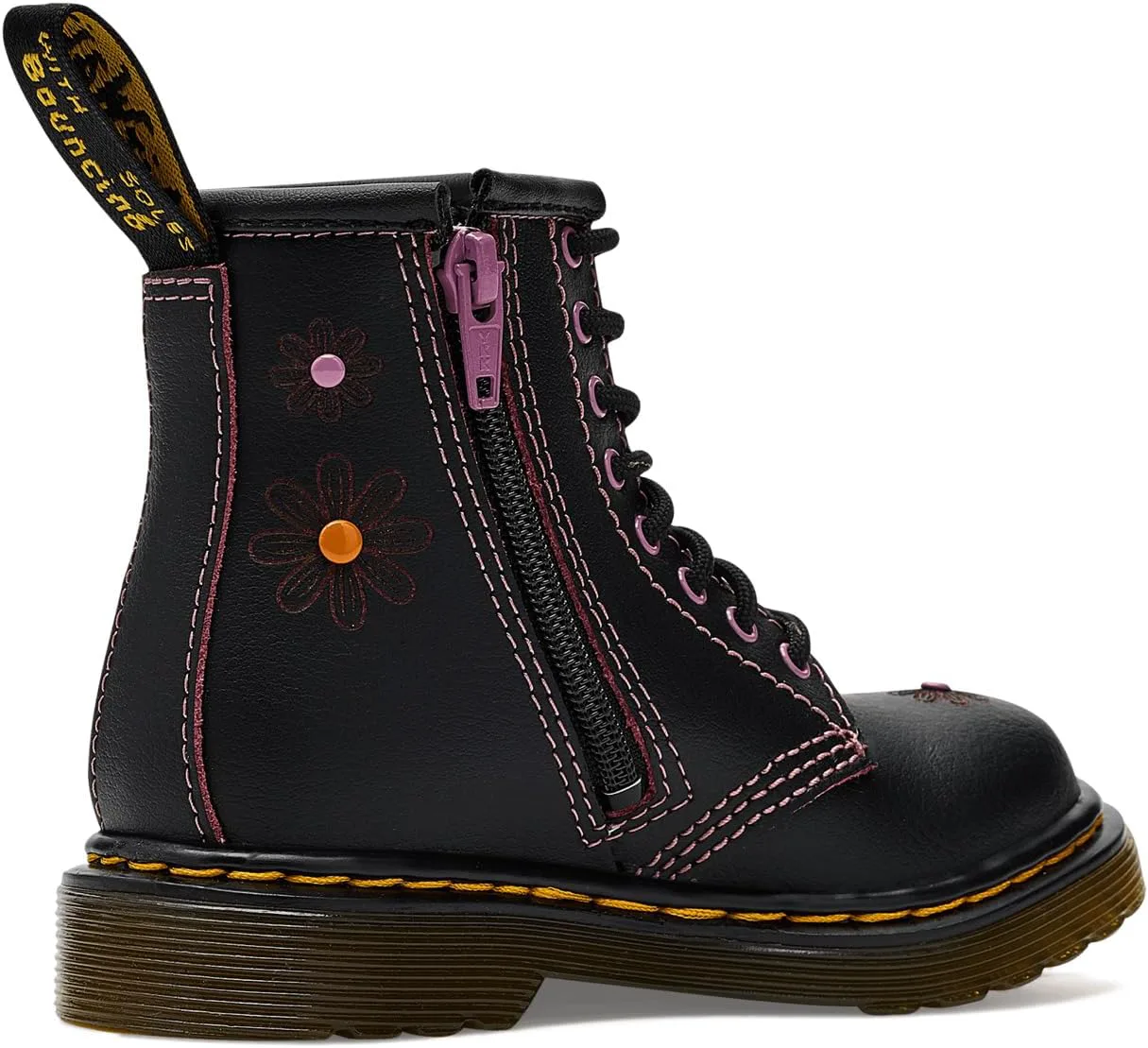 Ботинки Dr. Martens 1460 унисекс для детей (малыши), черный/розовый — фото 3