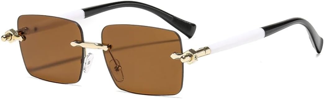 

Ретро-солнцезащитные очки без оправы с градиентным переходом цвета для женщин, контрастная цветовая оправа, модные универсальные очки для мужчин и мужчин, повседневные очки с защитой от УФ-излучения UV400 SZVVBKK, Golden Tea