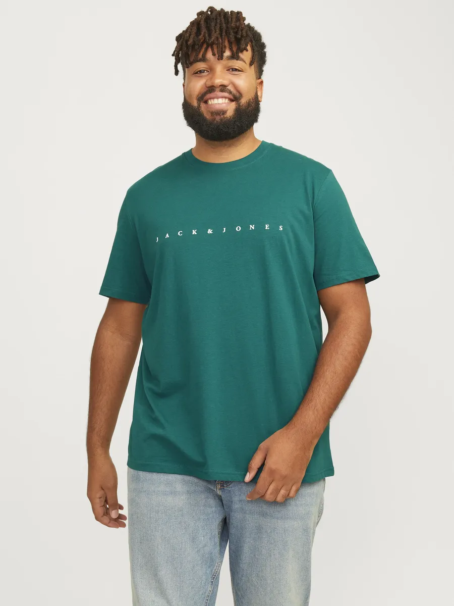 

Рубашка с круглым вырезом Jack & Jones PlusSize "JJESTAR JJ TEE SS NOOS PLS", бирюзовый
