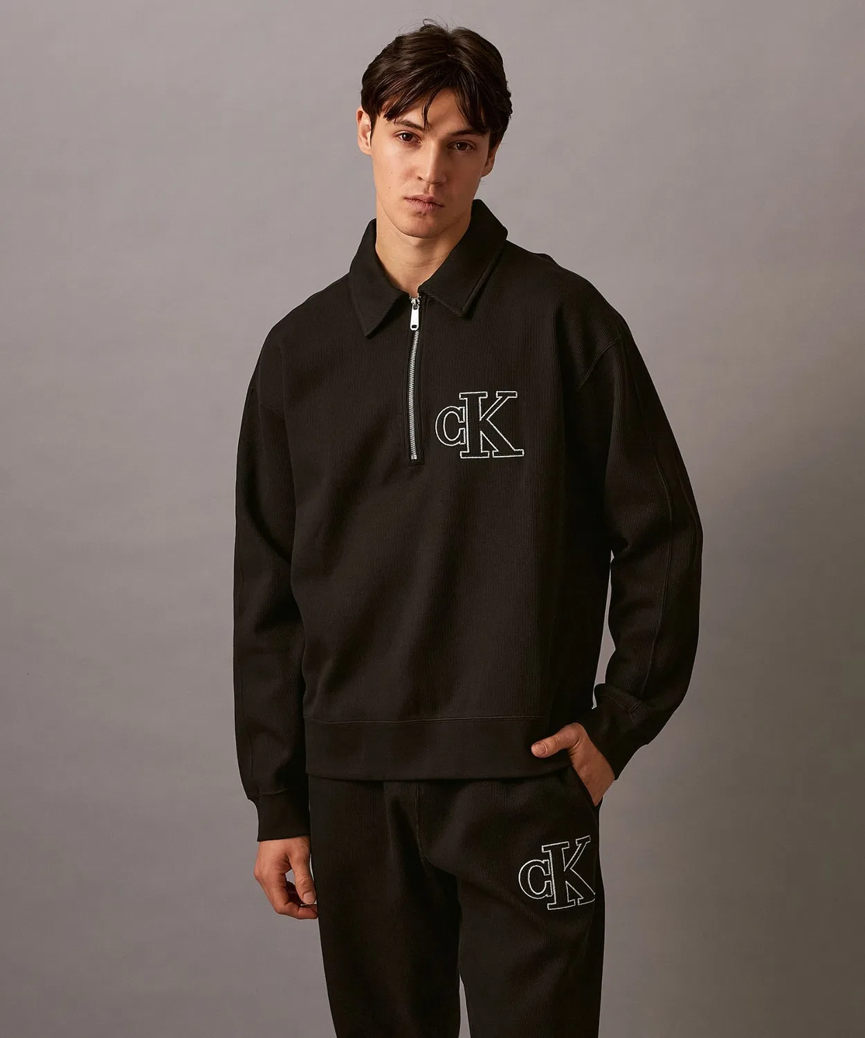 Свитер Regular Fit из двойного трикотажа Calvin Klein Jeans, черный