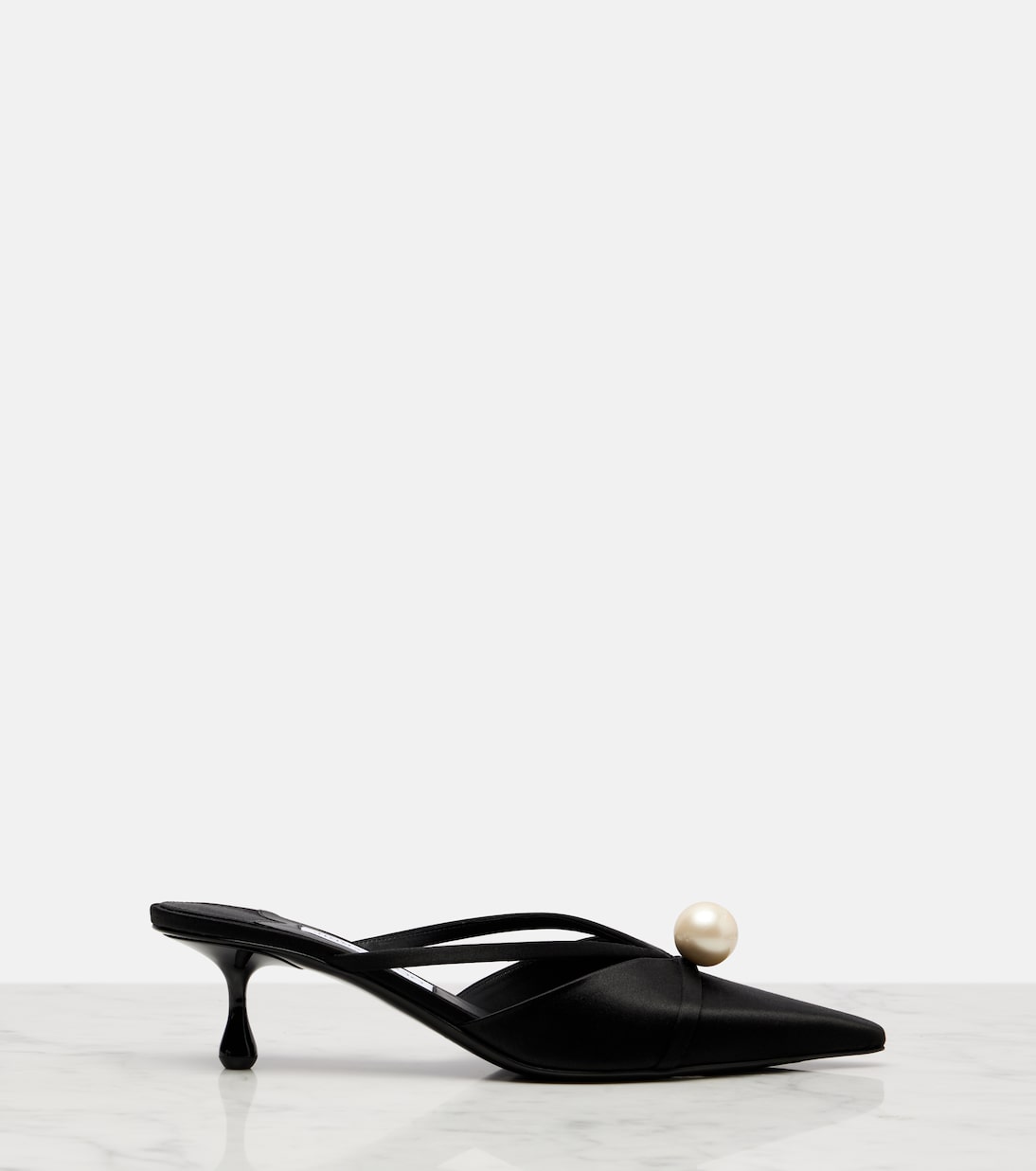 Sana 50 декорированные атласные мюли Jimmy Choo, Black/White — фото 4