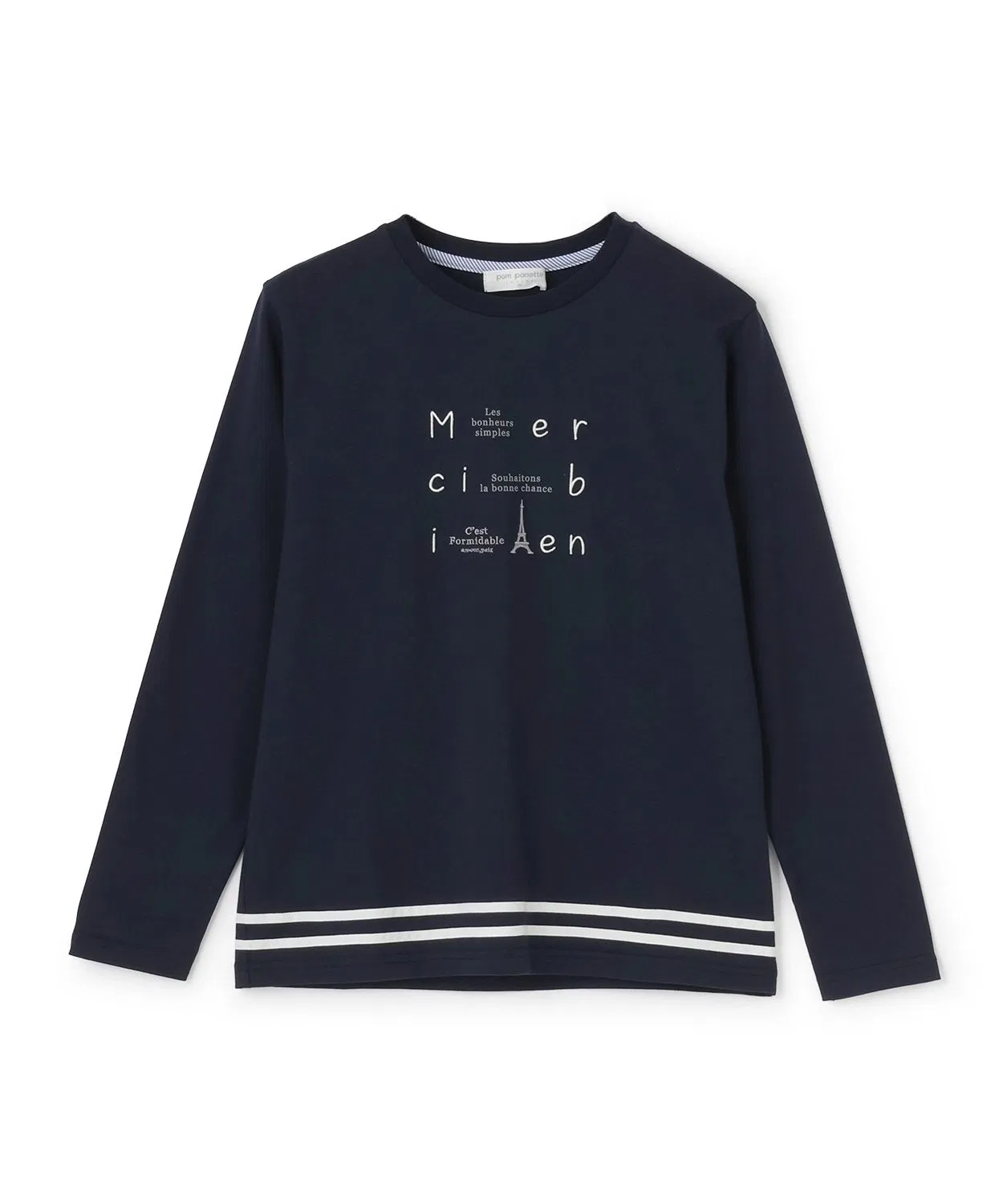Детская футболка с логотипом Эйфелевой башни pom ponette junior тёмно-синяя