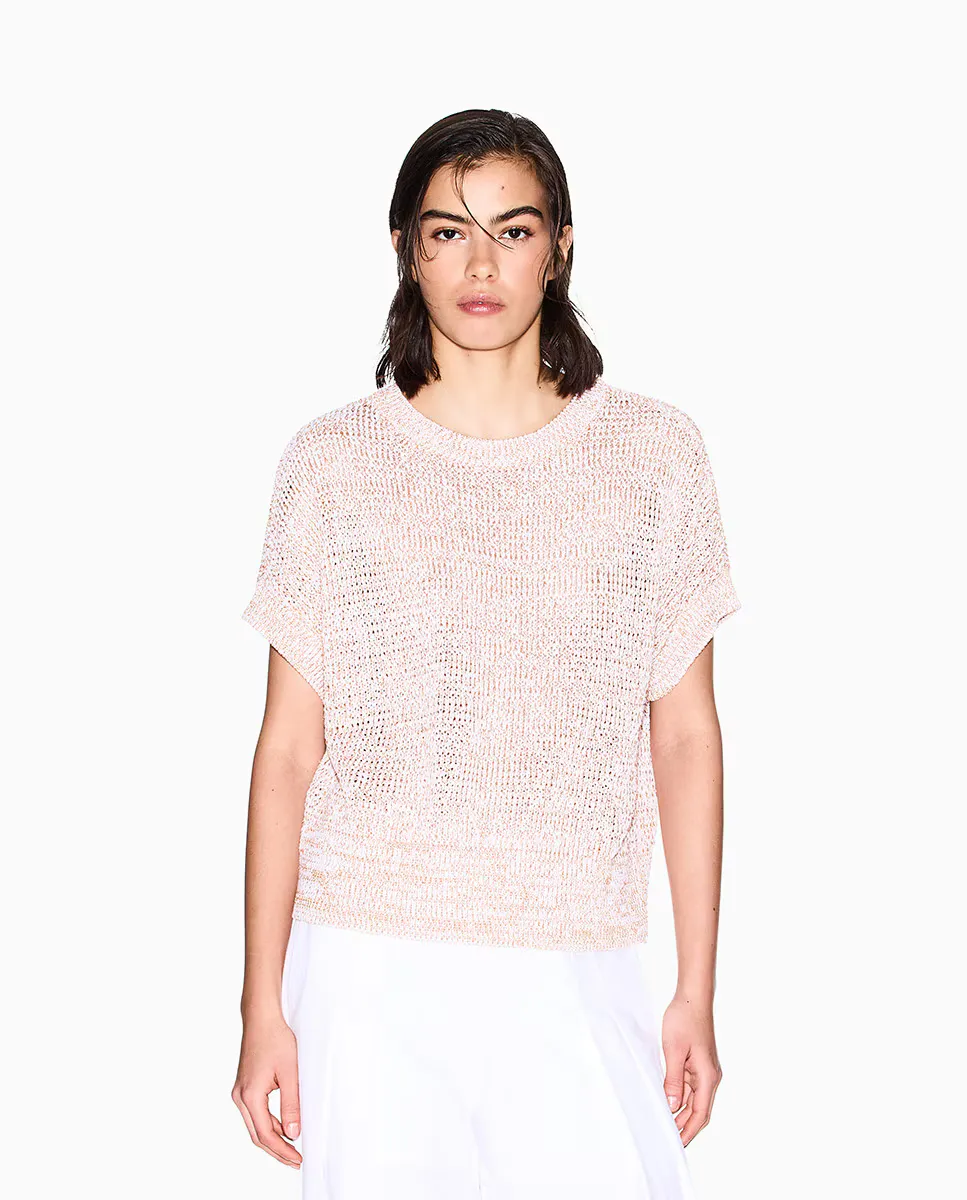 

Женский джемпер с коротким рукавом и круглым вырезом Armani Exchange, темно-синий