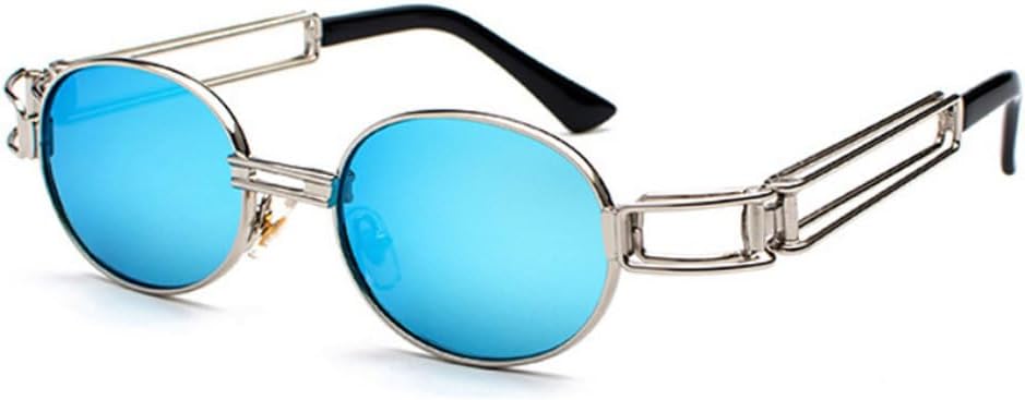 

Модные круглые солнцезащитные очки для женщин и мужчин в винтажном стиле с металлической оправой и в стиле стимпанк, солнцезащитные очки для мужчин с защитой от УФ-излучения UV400 TKKTLLT, Silver-bluemirror