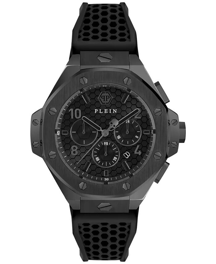 

Мужские часы с хронографом, черный силиконовый ремешок, 46 мм Philipp Plein, черный