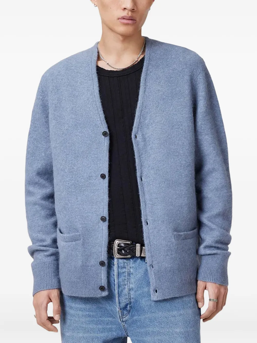 

Вязаный кардиган AllSaints, синий