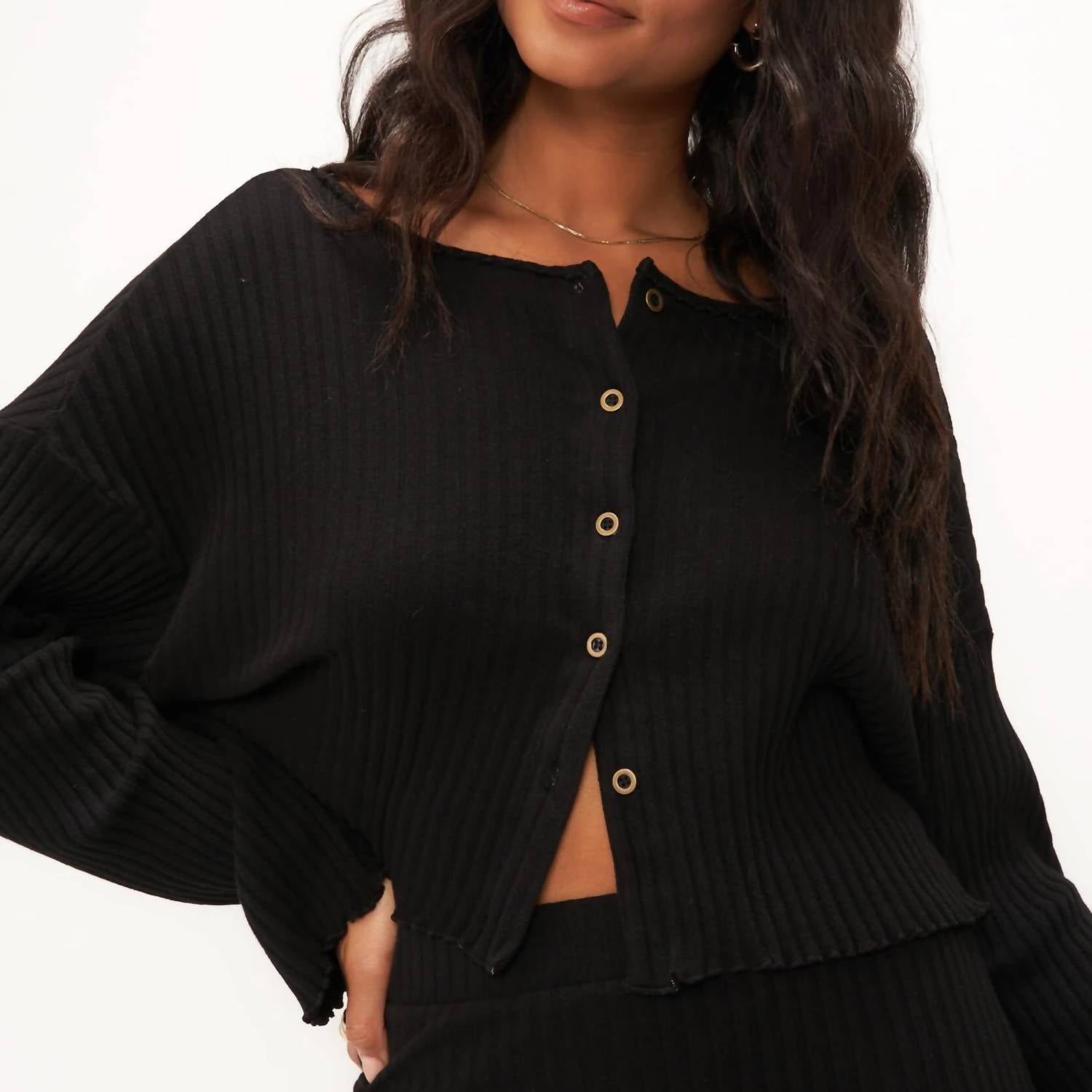 

Кардиган Claudia Ash с ребристой вязкой в черном цвете PROJECT SOCIAL T