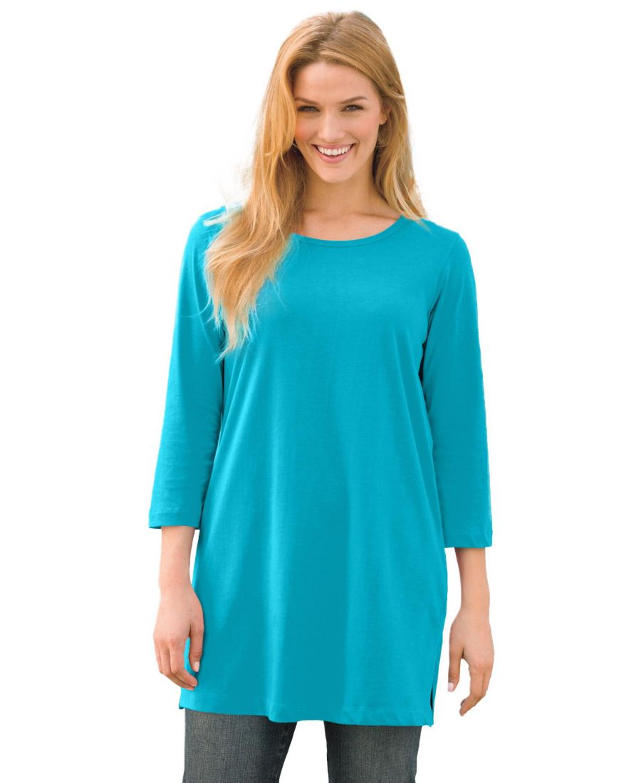 

Женская туника Within Perfect с рукавами три четверти и вырезом-лодочкой Woman Within, Pretty turquoise