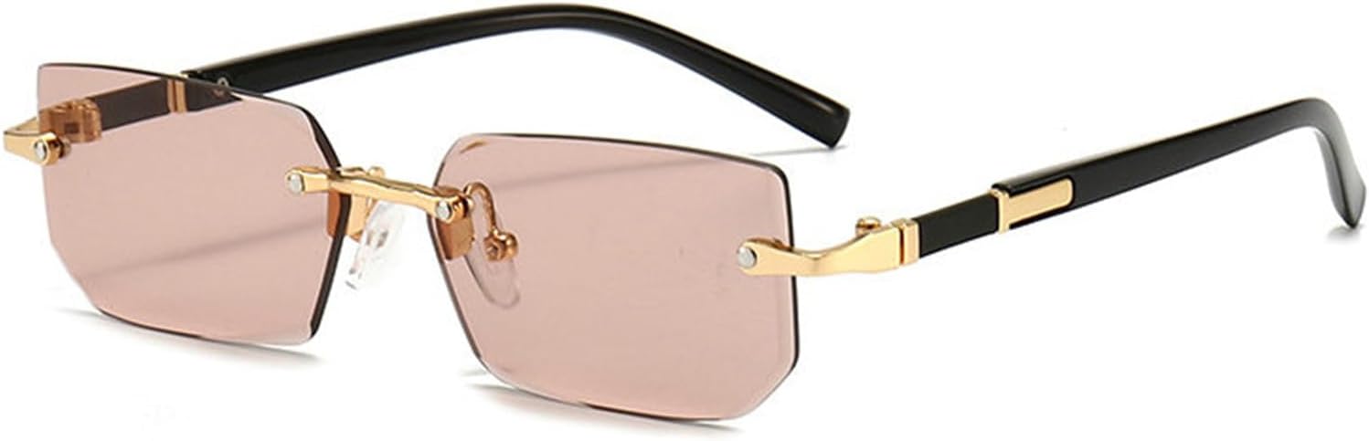 

Солнцезащитные очки Willochra без оправы для женщин и мужчин, модные прямоугольные солнцезащитные очки в стиле ретро, ​​стильные летние очки для путешествий с защитой от УФ-излучения UV400, C11