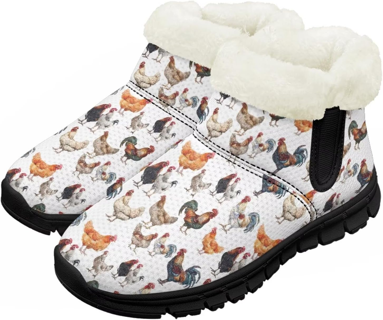 

Детские зимние ботинки для мальчиков и девочек, обувь для холодной погоды, прогулочные, с нескользящей подошвой, утепленные мини-ботинки, теплые зимние снежные ботинки Suhoaziia, Chicken Rooster