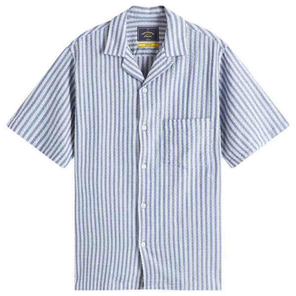 

Рубашка для отпуска из ткани шамбре с жаккардовыми полосками Portuguese Flannel, синий