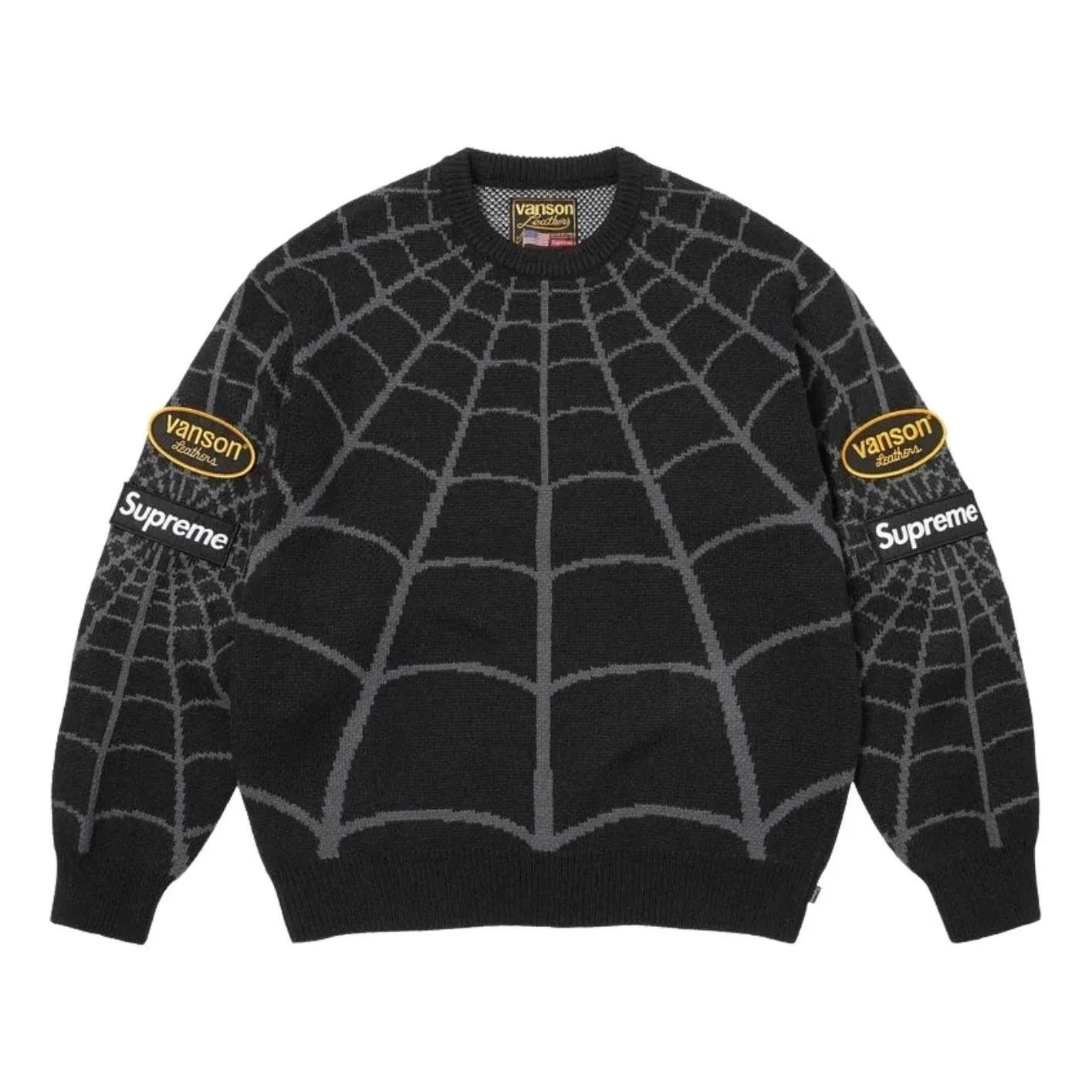 Свитер Supreme x Vanson Leathers SS26 Spider-Man, черный, SUP-SS26-302-BLK