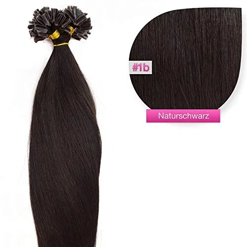 Наращивание волос U-tip из индийских натуральных волос Remy 50 см, 50 прядей по 1.0 г, цвет #1b натуральный черный Meralens, #1B Natural Black