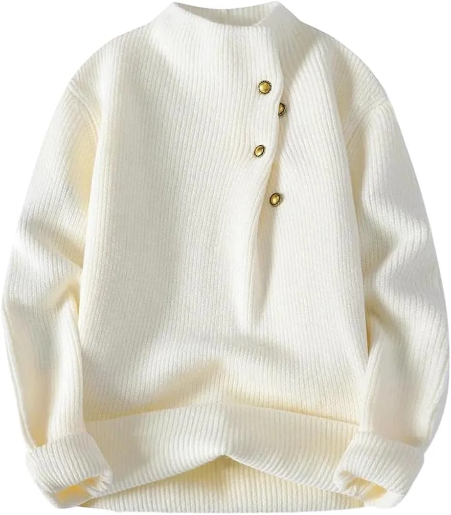 

Мужской однотонный вязаный пуловер на пуговицах