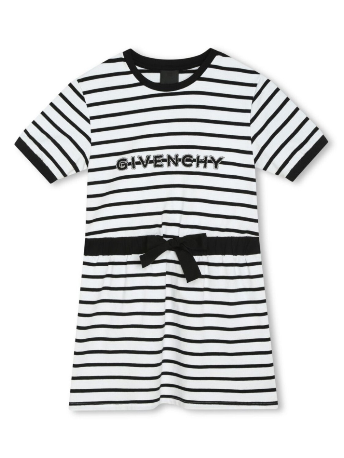 

Givenchy Kids полосатое платье с вышитым логотипом, черный