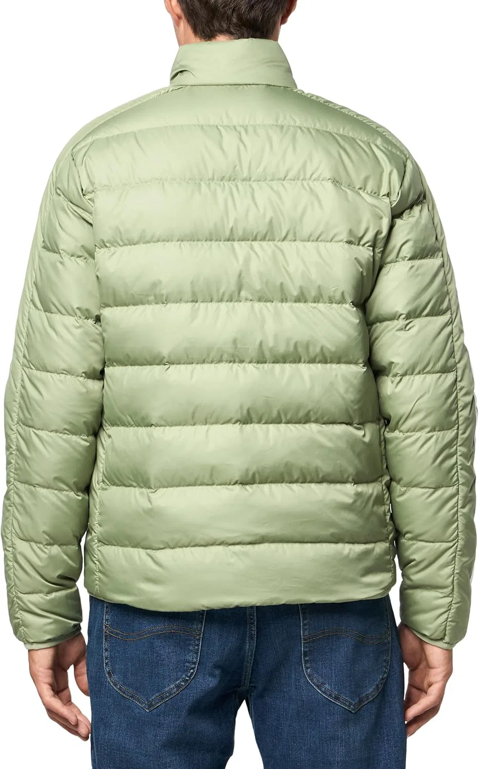 Мужская легкая пуховая куртка Adidas Essentials с тремя полосками, Tent Green — фото 2