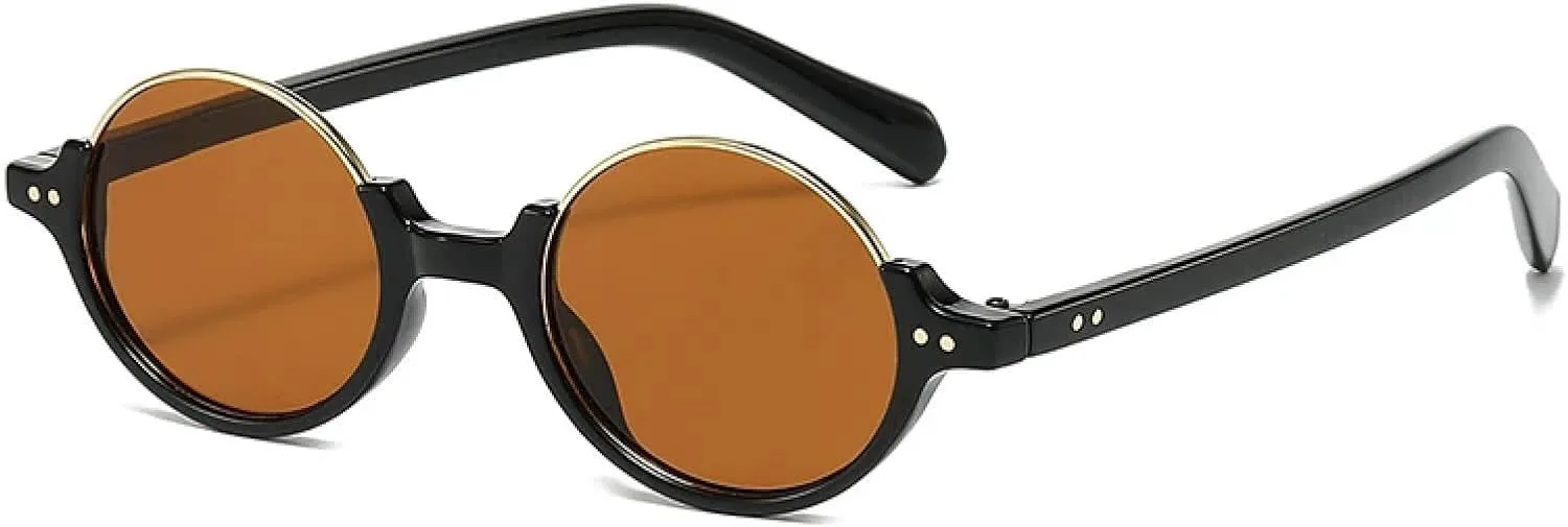 

Полуметаллические круглые женские солнцезащитные очки в винтажном стиле с заклепками, панк-стиль, модные мужские градиентные очки UV400 TVTBBVV, Black Tea