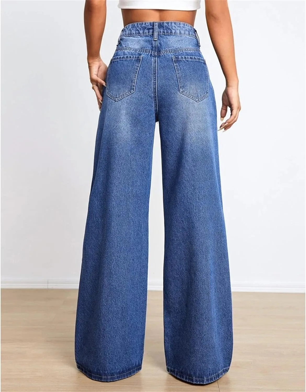 

Женские рваные джинсы прямого кроя с высокой посадкой ZH8FCHAN