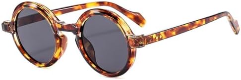 

Ретро круглые панк-солнцезащитные очки 2027 года для женщин, двухцветный градиент, защита от УФ-излучения UV400, мужские солнцезащитные очки с заклепками MTZJH, Leopard Grey